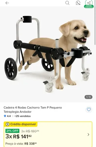 Cadeira rodas andador para pet cão gato Pinscher até o número 2