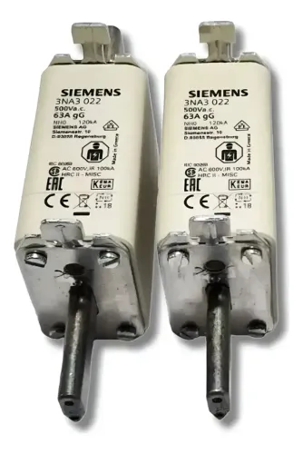 Fusivel Siemens 3na3022 Nh0 Ret 500vca 63a 120ka