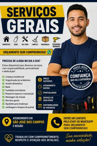 SERVIÇOS GERAIS ? Doméstico ? Babá ? Faz-Tudo ? Limpeza ? Mudanças ? Pequenos Reparos