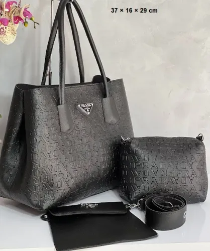 Bolsa Prada Sacola Frequenciada Abotoador interno Kit 3 Peças