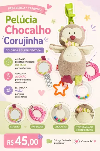 Chocalho Pelúcia Coruja