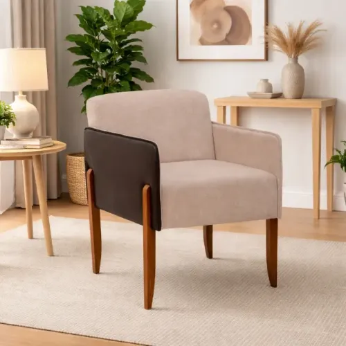 Poltrona Decorativa 040 em Linho Jc