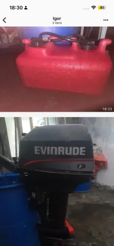 Bateira 4.5 metros Motor envirude 8hp Par de remo Nada pra fazer so andar