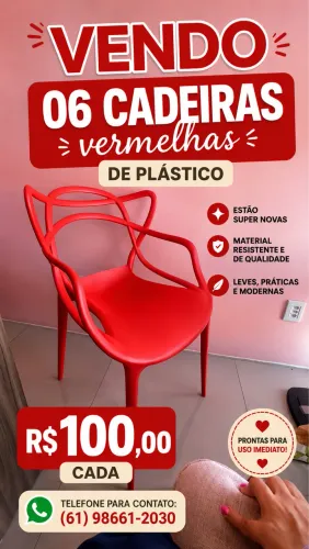 06 cadeiras masters vermelhas - super novas