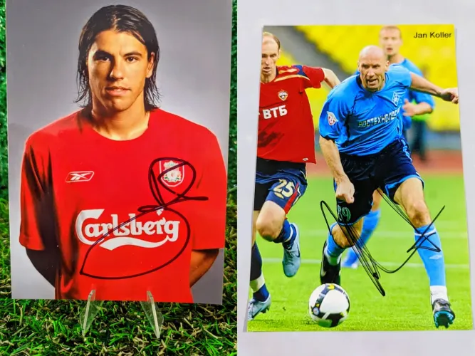 Fotos Autografadas Pelas Lendas Tchecas Milan Baros e Jan Koller obtidas na europa