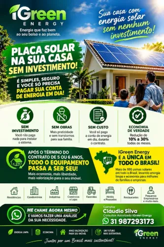 Placas solares no seu telhado sem investimento.