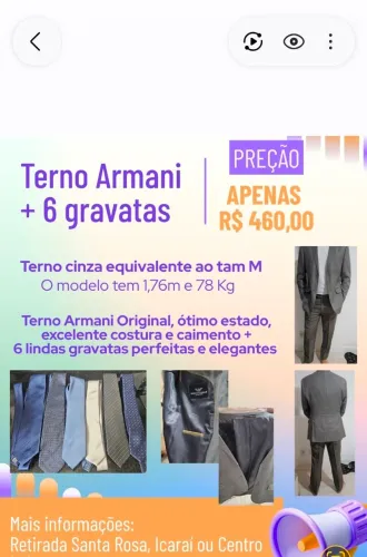 Terno Armani + 6 gravatas