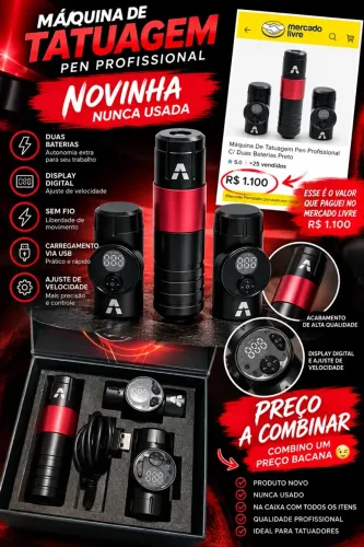 Máquina de Tatuagem Pen Profissional - NOVA, NUNCA USADA! ?