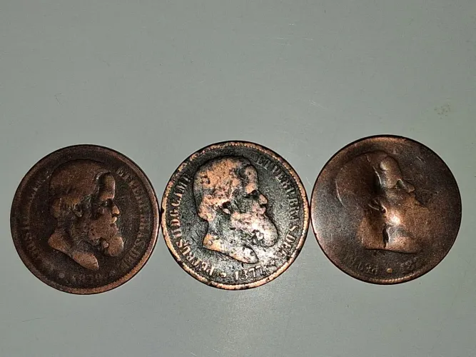 Lote de moedas antigas 40 Réis dom Pedro II. De 1877 /1879 / 1880