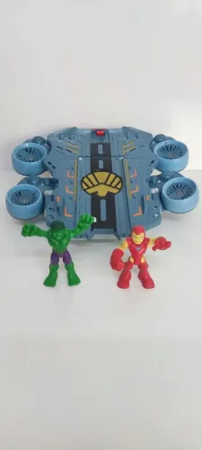 Lote Marvel 2 bonecos imaginext originais 1 jato shield que virá carro hasbro original