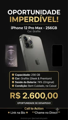 iPhone 12 Promax, 256, grafite