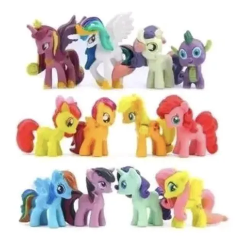 kit com 12 miniaturas litlle poney de pvc