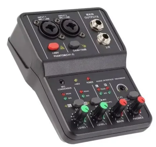 Interface de áudio portátil profissional TEYUN Q12 de 2 canais