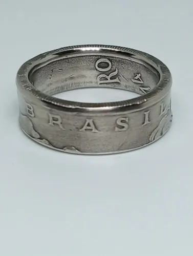 Anel artesanal aro 25 feito de moeda cruzeiro de 1974