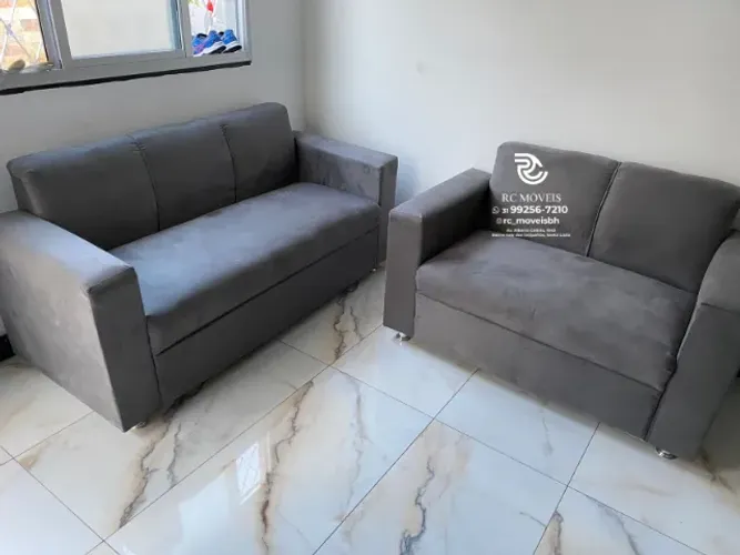 Sofá Pequeno 2 e 3 Lugares Suede - Ótimo Custo Benefício