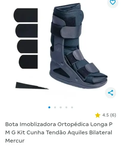 Bota imobilizadora ortopédica longa seminova MERCUR tamanho M + Kit tendão de aquiles 