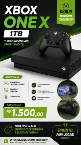 Xbox one x 1 terá usado