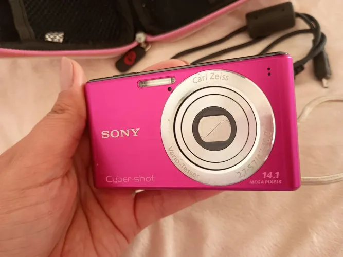 câmera digital sony cyber-shot w610 rosa + case e acessórios