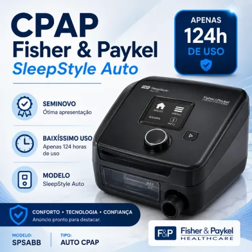 CPAP COM APENAS 124H DE USO(Fisher & Paykel SleepStyle Auto)