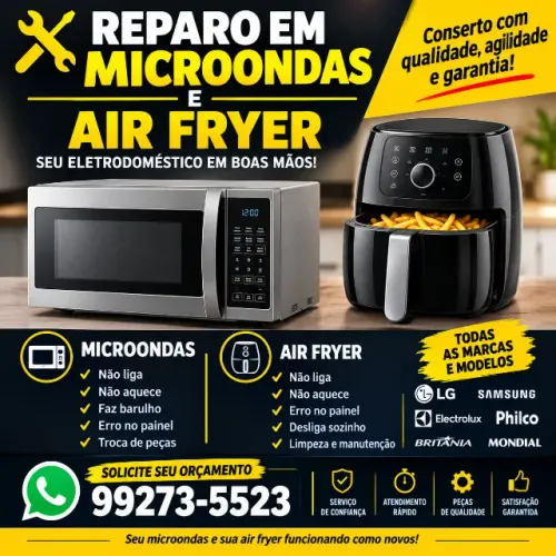 Reparos em microondas air fryer 