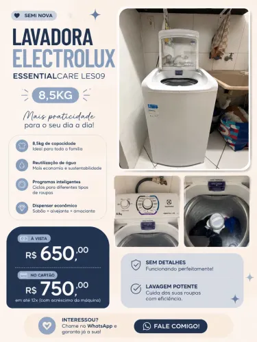Máquina de Lavar Electrolux 8,5kg - Funcionando Perfeitamente