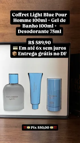 Kit Light Blue Pour Homme 100ml + Gel de Banho 100ml + Desodorante 75ml