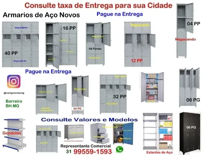 Armários de Aço a pronta entrega Escaninho Roupeiros Guarda Volume comercio indústria