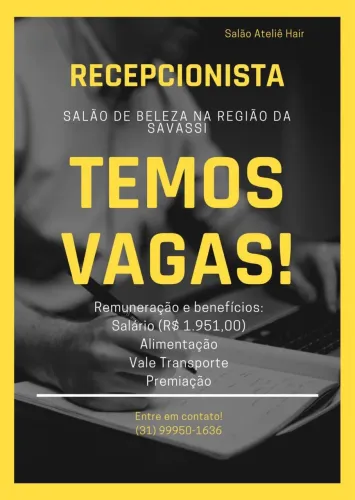 Vaga para recepcionista 