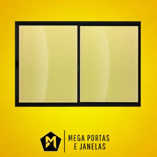 Janela Duas folhas Alumínio Preto - Linha 20 (Completa)