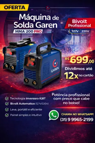 Máquina de Solda Garen 200A MMA PRO 127/220V Nova