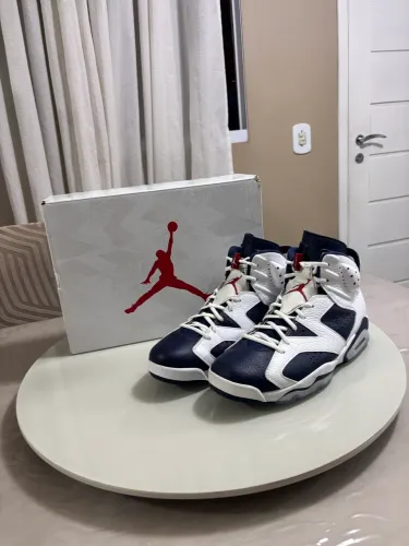 NIKE AIR JORDAN 6 RETRO "WHITE AND MIDNIGHT NAVY" BRANCO/AZUL