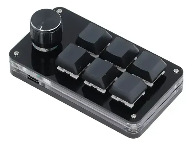 Teclado Macro USB Programável 6 Teclas + 1 Knob Mecânico