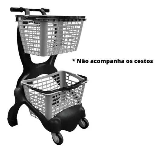 Carrinho de Supermercado SÓ ESTRUTURA SIRIS25 Preto 25L Duplo