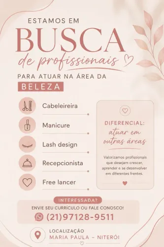 Vagas para profissionais da área da beleza 