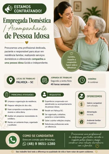Vaga para Cuidadora de Idosa
