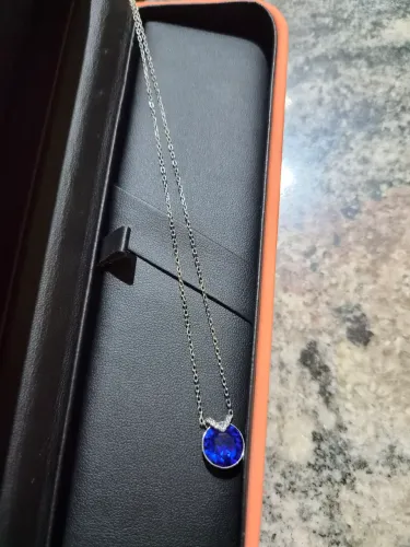 Colar Prata Swaroski Cristal Azul
