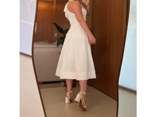 Vestido Branco Midi (Noiva, Pré-Wedding, Civil)