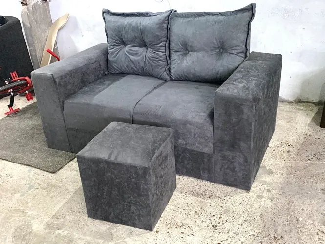 Sofá 2 Lugares + Puff de brinde (Entrega Grátis)