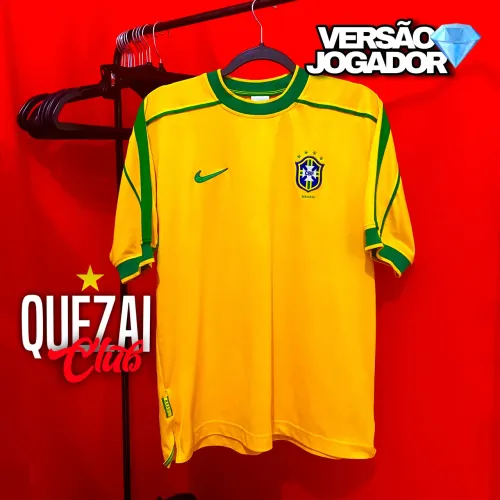 Camisa Nike Seleção Brasileira / Brasil 1998 VERSÃO JOGADOR Home Amarela ORIGINAL