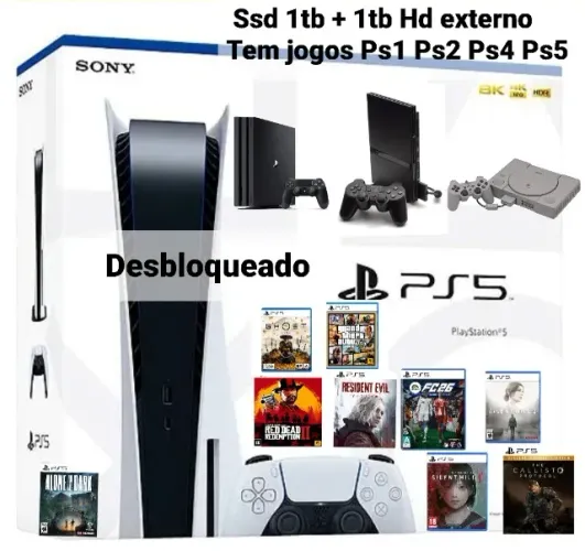 Play 5 2tb cheio na caixa novo zero