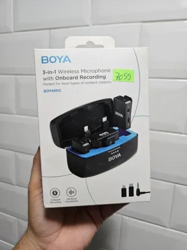 Microfone Lapela com gravação integrada sem fio BOYA LACRADO