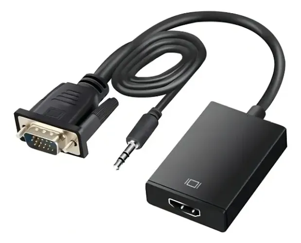 Cabo Mini Convesor Vga Hdmi Áudio E Vídeo Full Hd