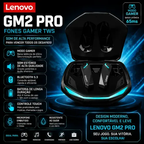 Fone de Ouvido Lenovo Gm2 Pro
