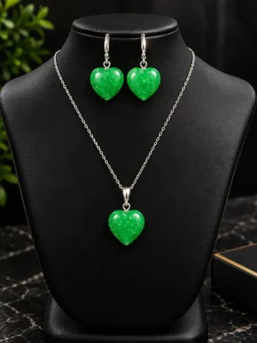 Conjunto feminino Pedra Natural Quartzo Verde