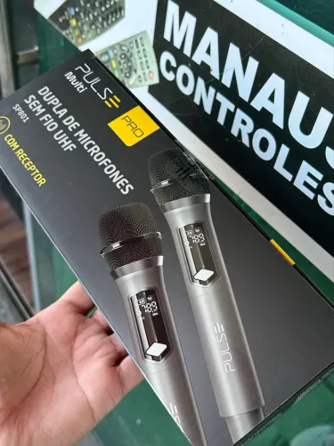 Microfone Duplo Sem Fio UHF Pulse Pro SP801 com Receptor - Promoção