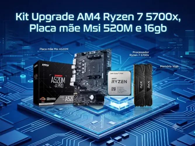 Kit Placa mãe Msi A520m A Pro + Processador Ryzen 7 5700x e 16gb 3200mhz