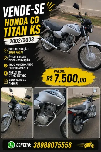 Vende-se motocicleta Honda cg Titan ks ano 2002/2003, excelente estado de conservação!