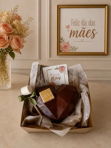 Chocolate Dia das mães coração lapidado