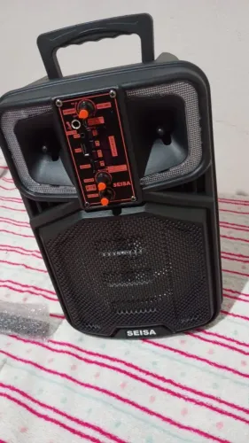 Caixa de som + microfone 