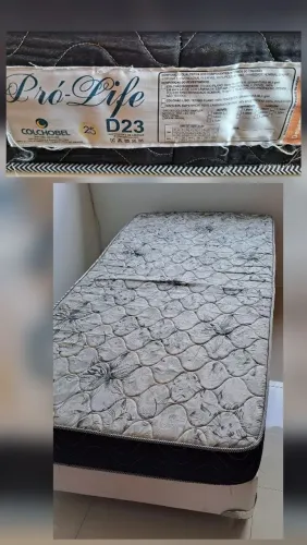 Cama box branca e colchão Colchobel seminovos